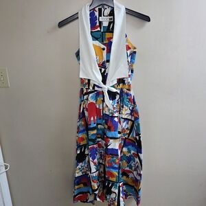 Vintage Studio E Sleeveless Dress African Animal Print 1980's Cotton 5/6